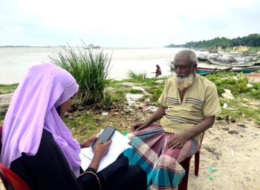 Data collection for affected people under the project titled Emergency Humanitarian Assistance for River Erosion-Affected Communities in Shariatpur.